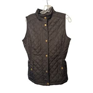 Merona Black Quilted Vest With Pockets Zip and Snap Front Medium‎ Pre-owned
